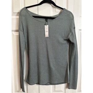 White House Black Market LS Cool Relaxed Pullover Sweater Cool Sage Size Small